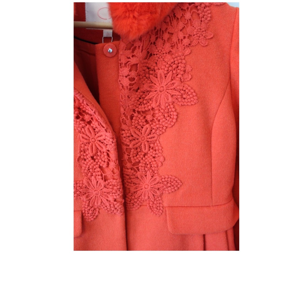 NWT Calvin Tracy Red/Orange Dress Coat removable collar Size Large - Picture 7 of 7